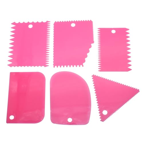 FDXGYH Clay Scraper Set 6pcs Pottery Clay Sculpture Knife Plastic Scraping Handle Carved Industrial DIY Clay Texture Scraper Tool (Pink)