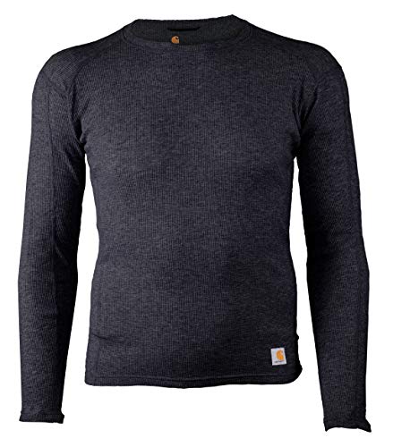 Carhartt Men's Base Force 100% Cotton Midweight Classic Crew, Black Heather, Large