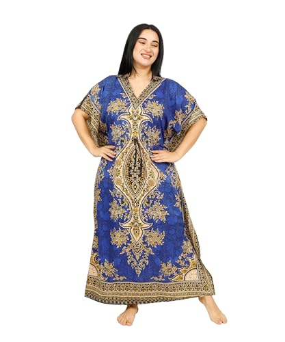 Ladies Long Kaftans Kimono Maxi Style Dresses Women in Regular to Plus Size Cover up (Blue Teal)4