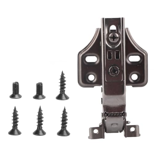 Garosa Premium Soft Close Hydraulic Cabinet Hinge Adjustable Quiet Black Brushed Aluminum Frame Cold-Rolled Steel 19-24mm Width 14-21mm Thickness with Mounting Screws