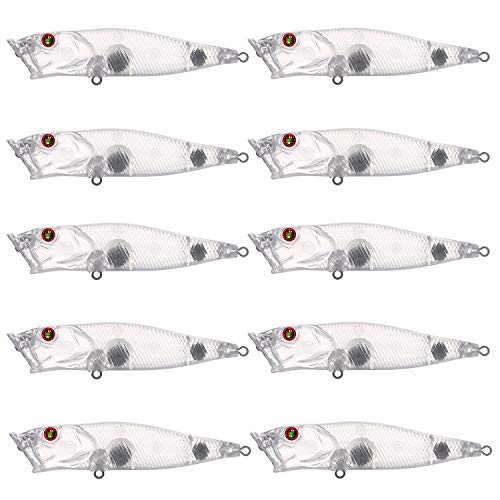 FREE FISHER Unpainted Fishing Lures, 25pcs Clear Crankbait Blanks Bodies,Blanks Popper Baits, Plastic Crankbait Blank Lure Baits 90mm/10.8g