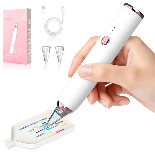 Electric Diamond Painting Pen, Cordless Vacuum Diamond Art Pen Low-Noise, Wax-Free, 3-Speed Adjustable, Rechargeable, Lightweight, Extra Tips - Portable Diamond Art Accessories Pens for Crafts Lovers