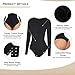 FeelinGirl Seamless Long Sleeve Thong Bodysuit for Women-Tummy Control Shapewear 2023 Fashion Top Shirts Body Shaper Round Neck Leotard Basic Clothing Black