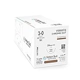 VeterSut Chromic Gut Surgical Suture 3-0, 1/2 26mm Taper Point, 12 Count, Veterinary Use