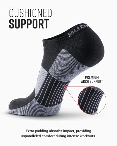 Spartan Race No-Show Running Socks, Cushioned, Non-Slip, Anti-Blister, Breathable Compression Athletic AnkleSocks for Trail, Marathon, Gym &Training, 2-Pack, Black/Gray, Large3