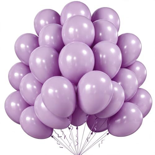 Image of KALOR 12 Inch Mauve Balloons, 50 Pcs Purple Latex Helium Balloons for Kid's Birthday Party, Baby Shower, Wedding, Graduate Party Decorations