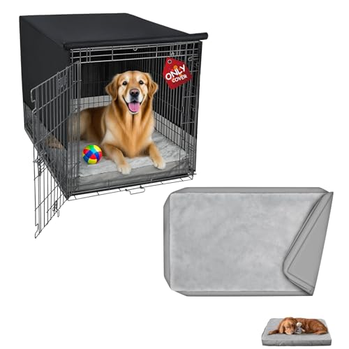 Explore Land Breathable Dog Crate Cover - 4 Sides Mesh Ventilation&Waterproof Dog Bed Cover Machine Washable Fluffy