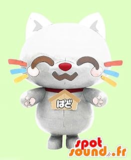 Padonyanko YURU CHARA Spotsound Mascota, gato blanco con bigote de colores