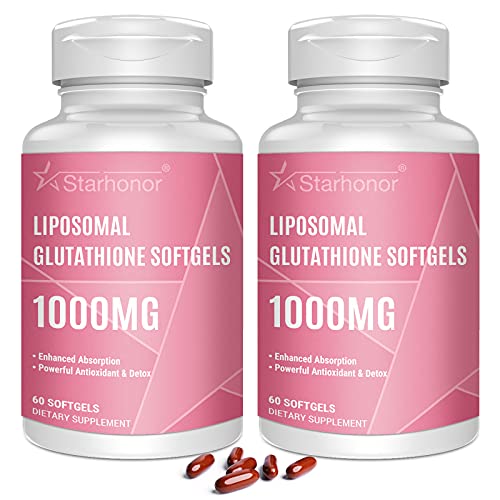 Liposomal Glutathione Softgels 1000MG, Reduced Glutathione Supplement, Better Absorption, Non-GMO Antioxidant, Detox, Brain, Immune System, 120 Softgels