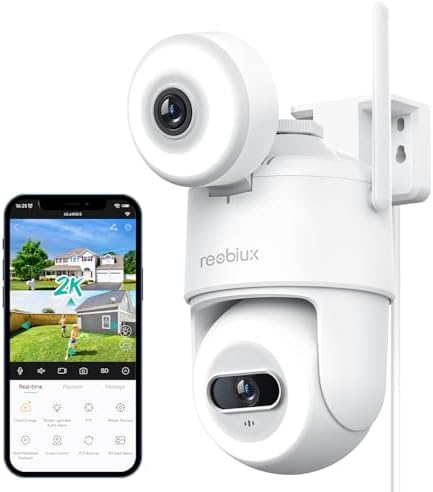 Reobiux 2K Überwachungskamera Aussen WLAN, 355°/90° Schwenkbar IP Kamera Überwachung Außen, WiFi