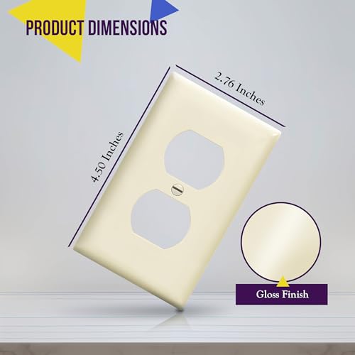 Image of ENERLITES Duplex Receptacle Outlet Wall Plate, Size 1-Gang 4.50 inch x 2.76 inch, Unbreakable Polycarbonate Thermoplastic, UL Listed, 8821-LA-10PCS, Light Almond (10 Pack)