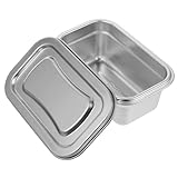 BESTYASH Eisbox Gefrierschrank Eisbehälter aus Stahl Eiswannen isoliert Container aufbewahrungsboxen kühlschrank aufbewahrungsbox mit deckel groß Rostfreier Stahl Silver