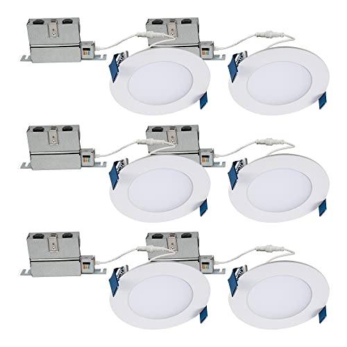 Reviews y listado de Lamparas led empotrables techo los diez mejores. 36 HALO Luz LED empotrable para techo y ducha de 4 pulgadas, luz descendente ultrafina sin lata, 2700 K/3000 K/3500 K/4000 K/5000 K seleccionable, color blanco, paquete de 6