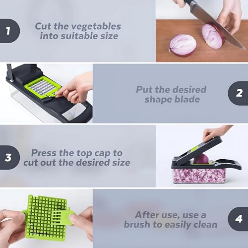 Yurdas Vegetable Chopper and Slicer Set, 14-in-1 Mandoline Slicer with Collection Container & Multiple Blades for Kitchen - Image 5