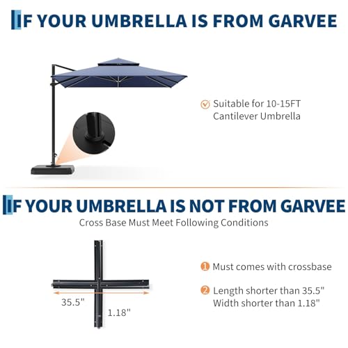 Garvee 4Pcs Patio Umbrella Base 330lb Capacity Cantilever Umbrellas Weight Stand Umbrella Base Filled with Water or Sand for 10-15FT Outdoor, Garden, Deck, Poolside Umbrellas Use, Black by Garvee - Image 3
