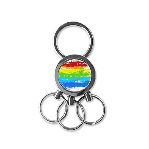 Drapeau LGBT arc-en-ciel illustration stippling sur porte-clés voiture en métal