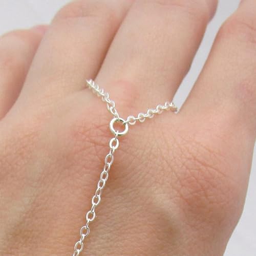 Image of Long tiantian Hand Chain Bracelet Gold Link Finger Ring Slave Bracelet