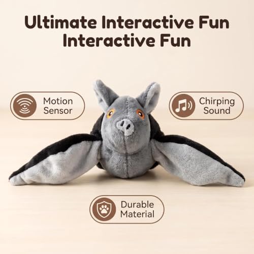 Image of Interactive Chirping Bat Toy, Flapping Wings Sound Toy for Indoor Play | Realistic Flapping Bat, Chirping Sound Play, Interactive Exercise Toy, Active Indoor Fun Design, Ground Play, Hanging Play