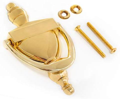 Everbilt 6-5/16 Inches Bright Brass Door Knocker - Steel Construction with a Decorative Finish - Heavy Duty Front Door Hardware with Screws