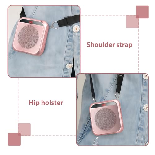 Amplificador de voz portátil, 2200 mAh, altavoz recargable con cable, micrófono auriculares, sistema PA, cintura para aulas, entrenadores, guías de viaje, reuniones, fitness - imagen 4