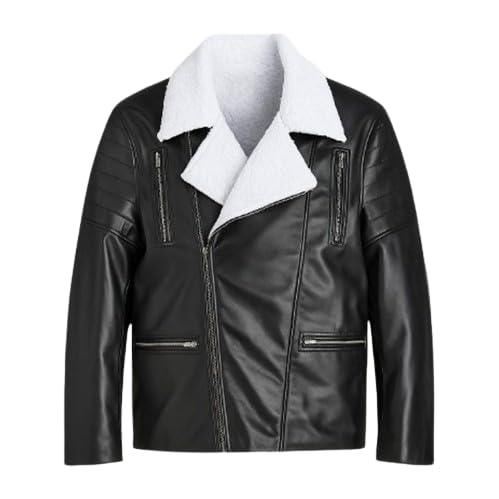 Design elegante: la classica giacca da aviatore nera con colletto bianco in stile shearling aggiunge un tocco moderno e tagliente al tuo look.