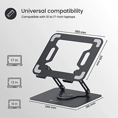 Portronics My Buddy K9 - Portable Laptop Stand - Adjustable Elevation Levels - Ventilated Anti-Slip Design - 360-degree Rotating Base(Black) - Image 5