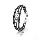 s.Oliver Damen Echtschmuck Armband Edelstahl Leder Geschenkidee