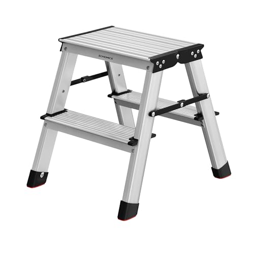 SONGMICS Leiter, Trittleiter, Aluleiter mit 2 rutschfesten...