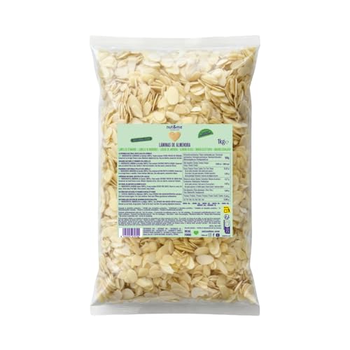 Almendras laminadas 1 kg nut&me | Láminas de almendra pelada | Almendras crudas | Sin aditivos ni conservantes | Fuentes de proteínas | Sin sal | Roscon de reyes |