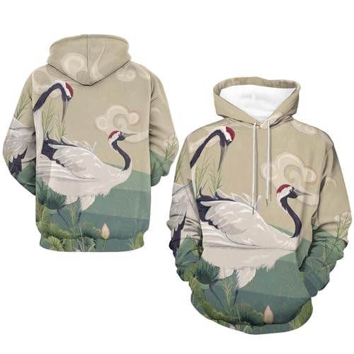 Sweat à capuche oiseau rétro pull manches longues pour week-end détente - 7