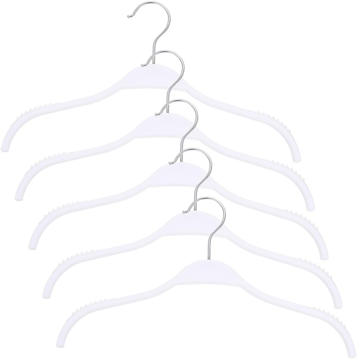 CHILDWEET 5pcs Non-Slip Traceless Clothes Hangers Household Coat and Skirt Hanging Rack for Residential and Hospitality Use White