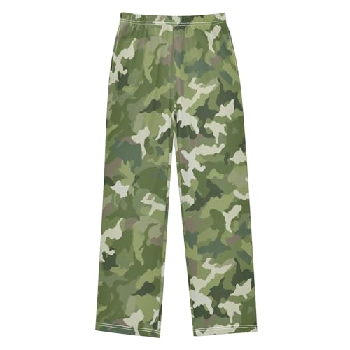 Boys' Pants Green Camo White Long Bottoms Jogger Pants Elastic Waist Trousers with Pockets S-XL