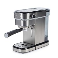 Salter Siebträgermaschine mit Milchaufschäumer – Einzel- oder Doppelbezug, Espressomaschine mit 20-Bar italienische Druckpumpe, für gemahlenen Kaffee geeignet, 1,1 l Wassertank, Edelstahl, 1350W – Ansicht 1