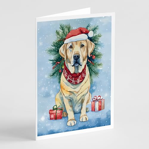 Caroline's Treasures DAC3505GCA7P Yellow Labrador Retriever Christmas Greeting Cards Pack of 8 Blank Cards with Envelopes Whimsical A7 Size 5x7 Blank Note Cards