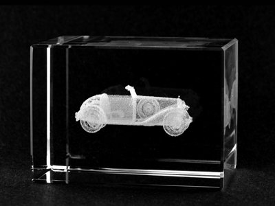 1159-70-29 2 L x 2.75 H x 2 W in. Crystal Laser-Engraved Old Car Transportation Laser-Cut