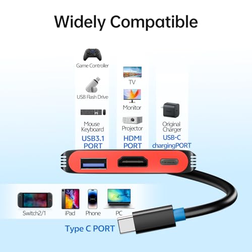 Dock Switch 2 portátil 4K@60Hz para Steam Deck y Switch OLED con puerto USB 3.1 3