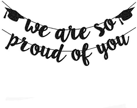 2025 Graduation Banners Party Decorations, Black Glitter We are So Proud of You Graduation Banners Garland for Congratulation Graduations Party Supplies, School, Home, Car Decorations 2025 Graduation Banners Party Decorations, Black Glitter We are So Proud of You Graduation Banners Garland for Congratulation Graduations Party Supplies, School, Home, Car Decorations