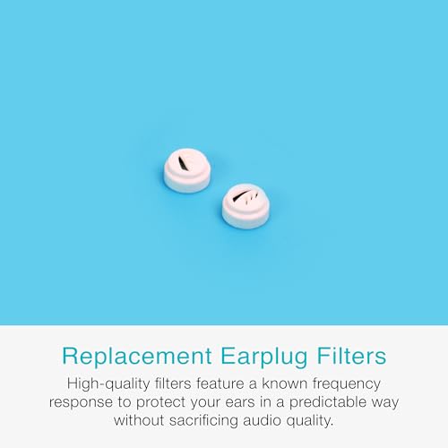Image of MEE audio 5 dB Replacement Filters for Earplugs - Works with Custom and Universal Filtered Earplugs, High Fidelity (Pair, White /Baby Blue)