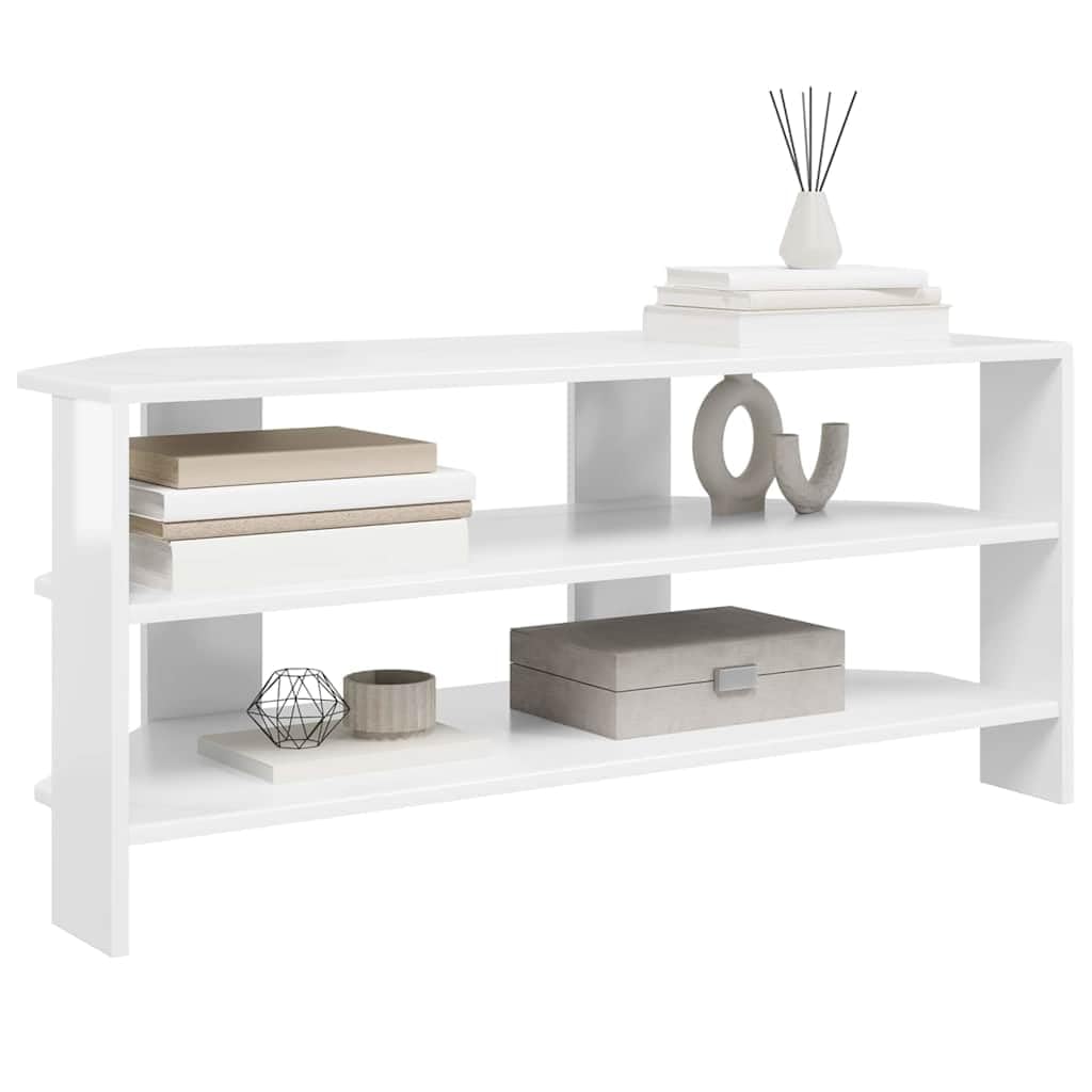Mobile angolare per TV bianco lucido, 102 x 40,5 x 45 cm, in