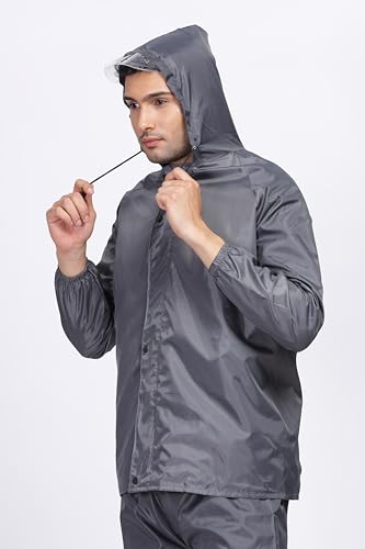 Image of TAGAS Men's Raincoat ||Waterproof for Bike ||Reversible Double Layer with Hood || Set of Top and Bottom With Cap rain Wear