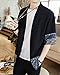 Ambcol Men's Japanese Kimono Cardigan Loose Cotton Linen 3/4 Sleeve Open Front Casual Summer Shirt Jackets Black XX-Large