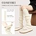 KAVOBO Women's Over Knee Leg Warmers, White Soft Wool Socks Stackable Knit for Winter, Useful Fashion Gifts for Christmas Birthday Party Dance Size 5-9