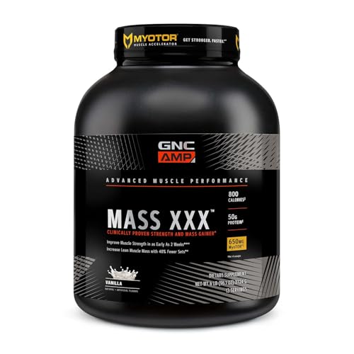 GNC AMP Mass XXX, Clinically Proven Weight Gainer Protein Powder, Improves Strength and Size, 780...