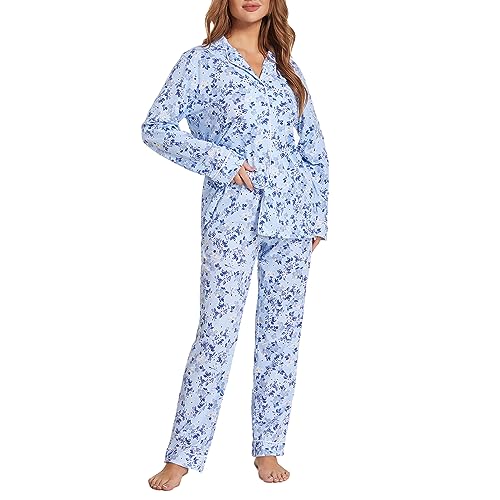 Image of Tugege Pajamas Set Long Sleeve Sleepwear Womens Button Down Nightwear Pj Sets