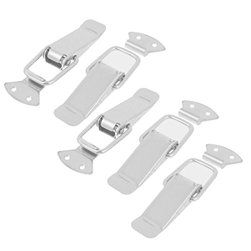 Image of Aexit 5 Pcs Padlocks & Hasps Silver Tone Hardware Aviation Cases Drawer Toolbox Spring Loaded Stainless Steel Toggle Latch Set Hasps 4.3 inch Long