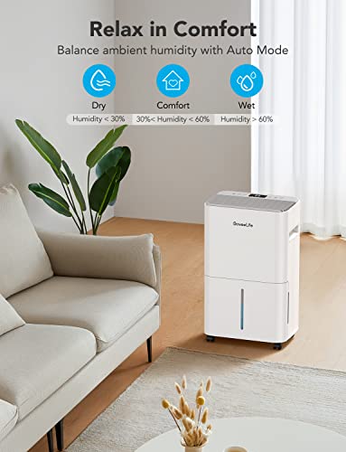 GoveeLife Smart Dehumidifier for Basement Upgraded, Max 50 Pint Energy Star Certified WIFI with Drain Hose Continuous Drainage, Remote Control Dehumidifiers Home, Bathroom, Closet