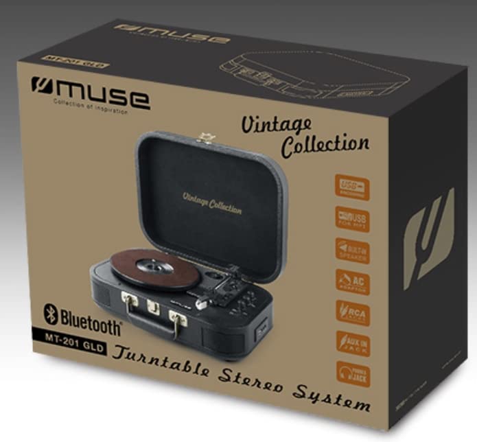 Muse MT-201 GLD Noir Tourne-Disque Stéréo/USB/Bluetooth - Les Beatles, Paul McCartney, John Lennon, RIngo Starr, George Harrison Muse MT-201 GLD Noir Tourne-Disque Stéréo/USB/Bluetooth – Image 5
