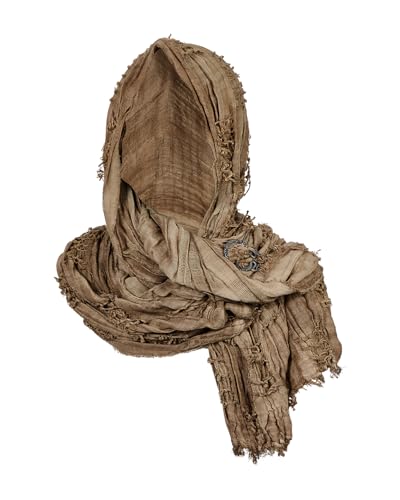 Century Star Dune Hooded Shawl with Men - Cowl Wrap Wasteland Medieval Cloak Renaissance Costume Cape With Viking Scarf Brooch Rogue Accessories Coffee