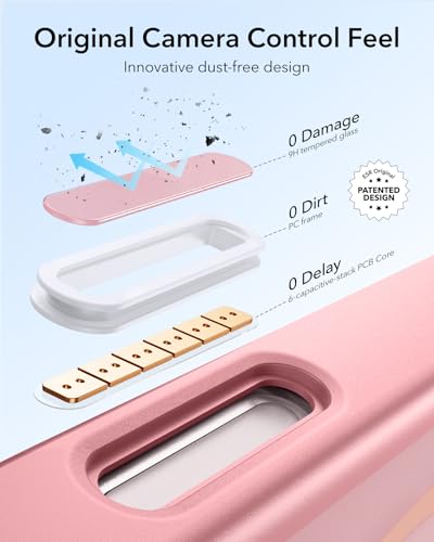 Image of ESR for iPhone 16 Pro Case,Camera Control Button Compatible with MagSafe, Military-Grade Protective Case, Built-in Stash Stand Phone Case, Scratch-Resistant Back Cover, Classic Series, Frosted Pink