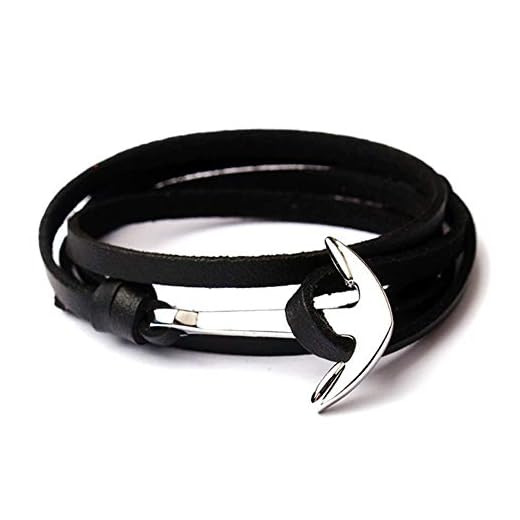 YUANOMSL armband stil mode cool PU läder varp armband marinblå ankare armband män smycke present